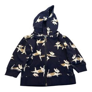 Hanna Andersson Navy Blue Dog Full Zip Jacket Size 12-18 Months